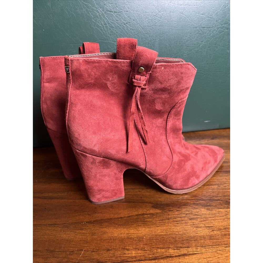 Sam Edelman Niomi Pull On Pointed Toe Ankle Bootie Paprika Red Suede Size 9.5 - Picture 2 of 11